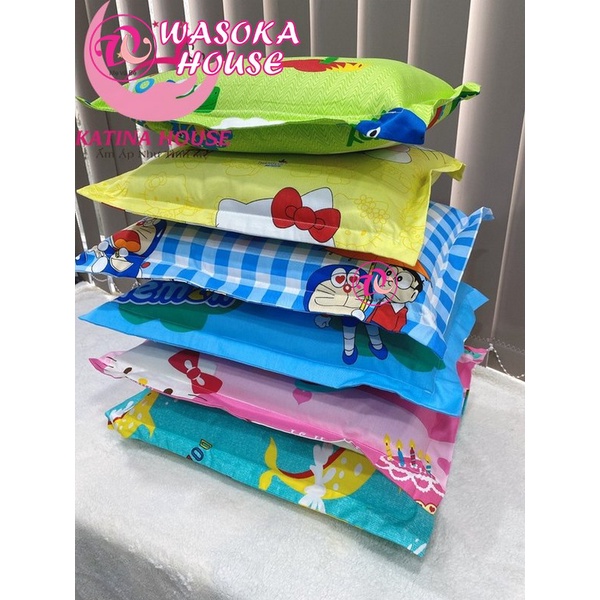 Gối cho bé nhiều kích cỡ, vải Cotton Thắng Lợi mềm mát, gối êm mềm, nhiều họa tiết hoạt hình gần gũi thân thuộc