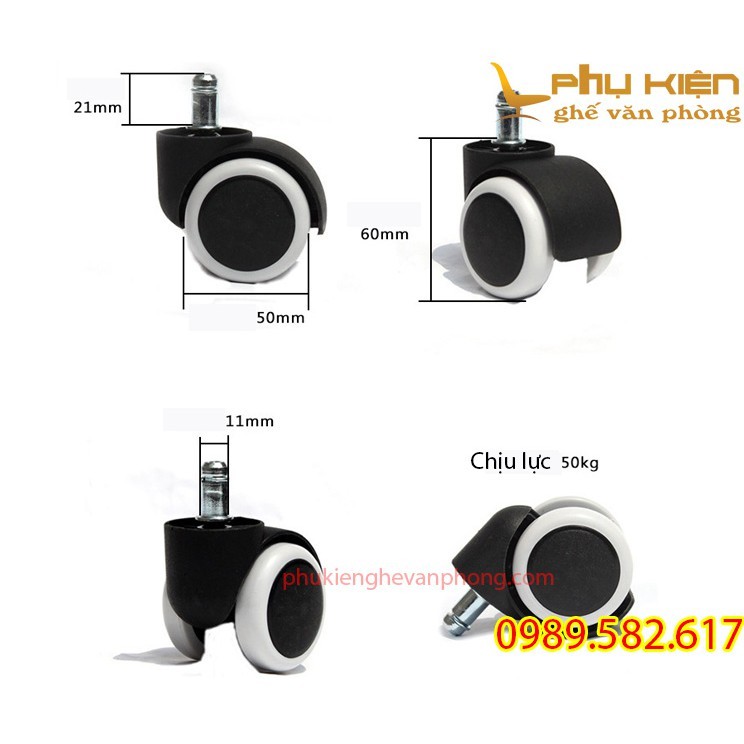 Combo 3 Bánh Xe Ghế Xoay Văn Phòng Giá Rẻ - Phù Hợp Với Tất Cả Các Ghế Văn Phòng: Ghế Giám Đốc, Ghế Nhân Viên, Ghế Game