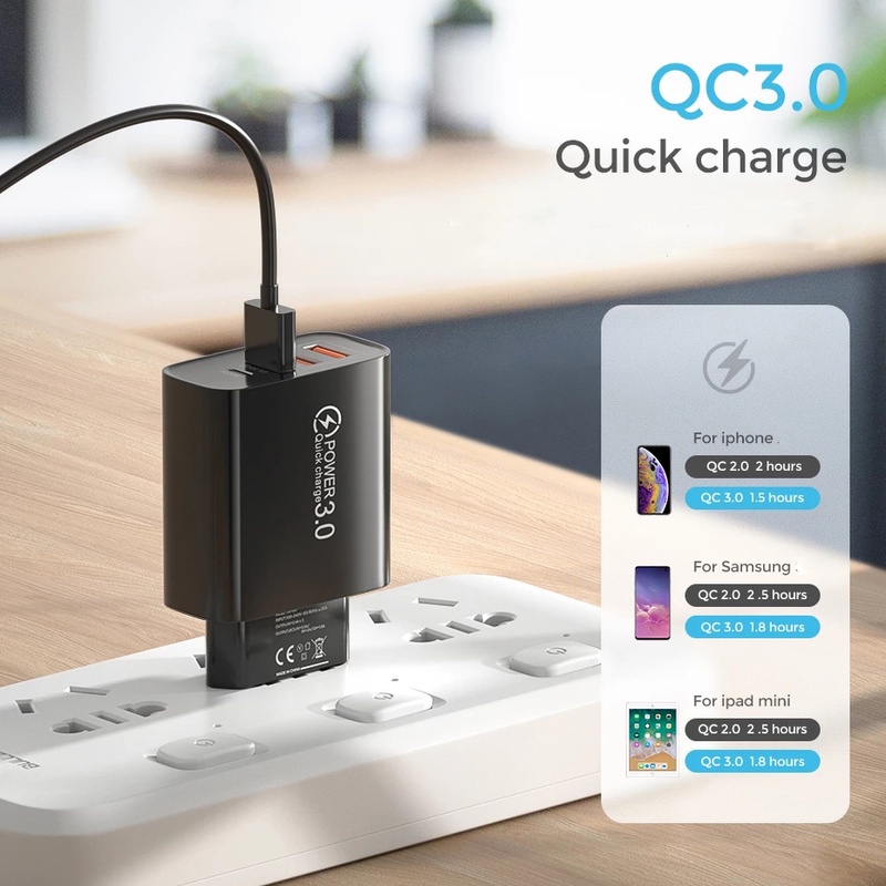 Củ Sạc Nhanh 20W 4 Cổng USB QC3.0 Cho iPhone Và Android