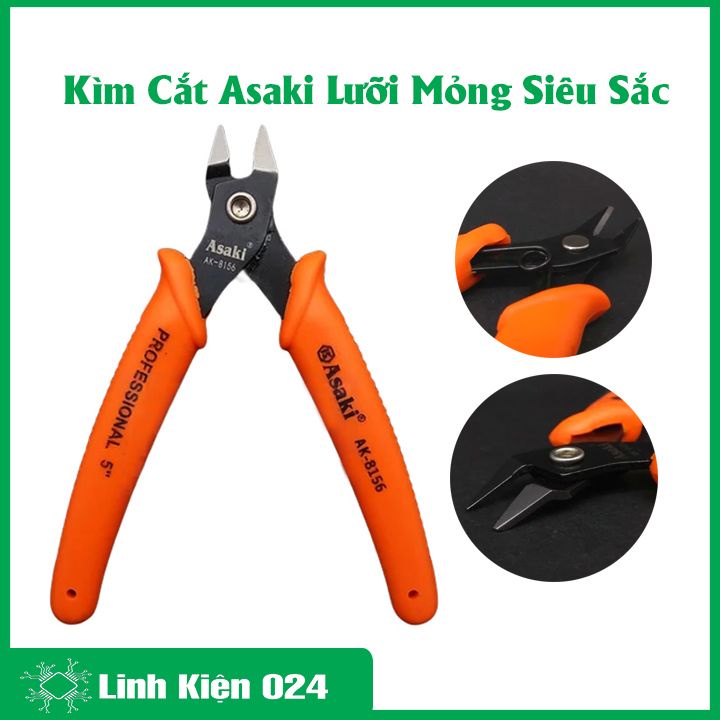 Kìm cắt chân linh kiện Asaki kềm cắt chân mạch điện tử lưỡi mỏng siêu sắc