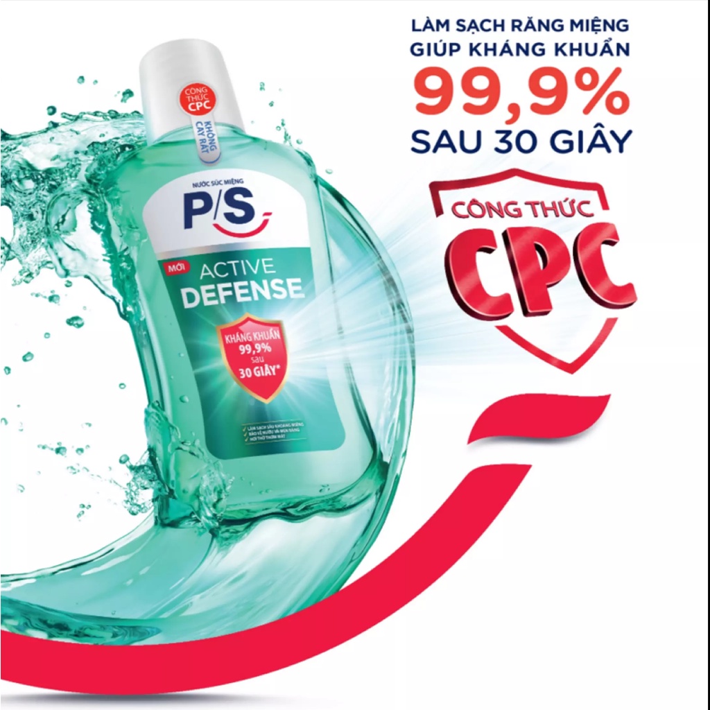 Combo 3 Nước Súc Miệng P/S Active Defense Chuyên Gia Kháng Khuẩn 99,9% 500ml