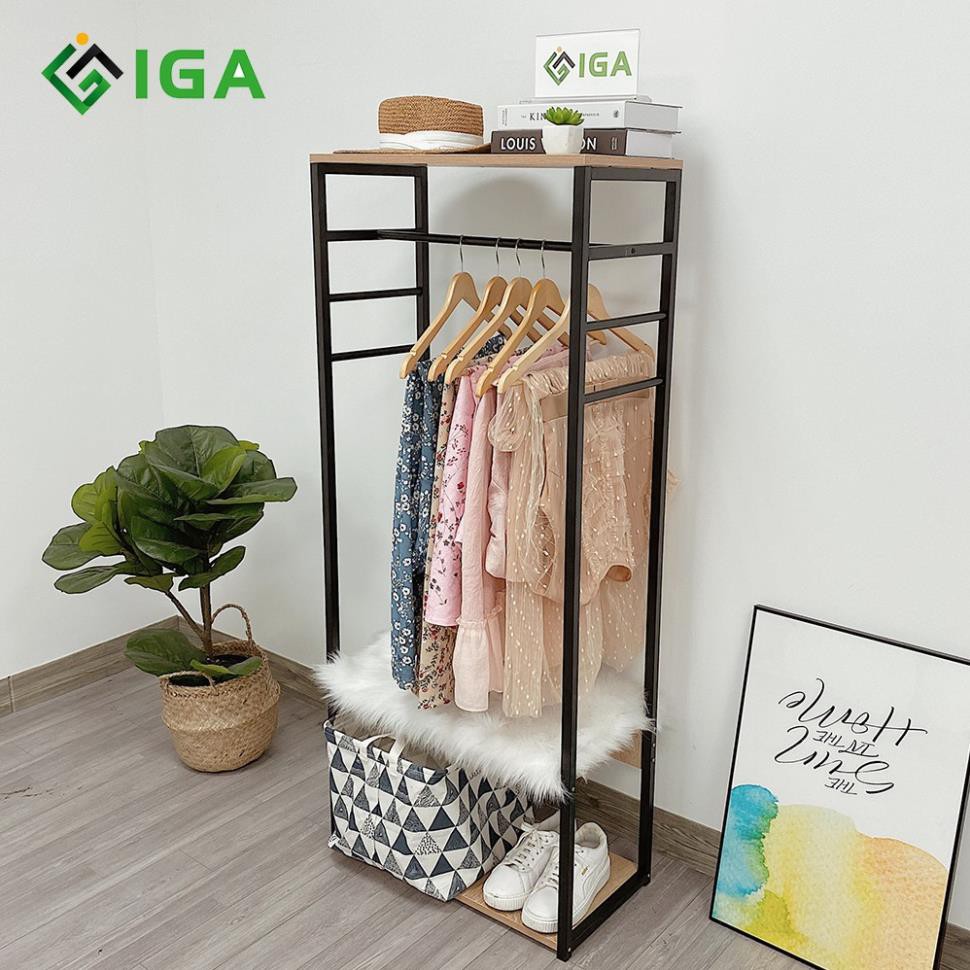 Tủ treo quần áo, kệ treo quần áo nhiều tầng IGEA Khung Sắt Gọn Gàng - GM07