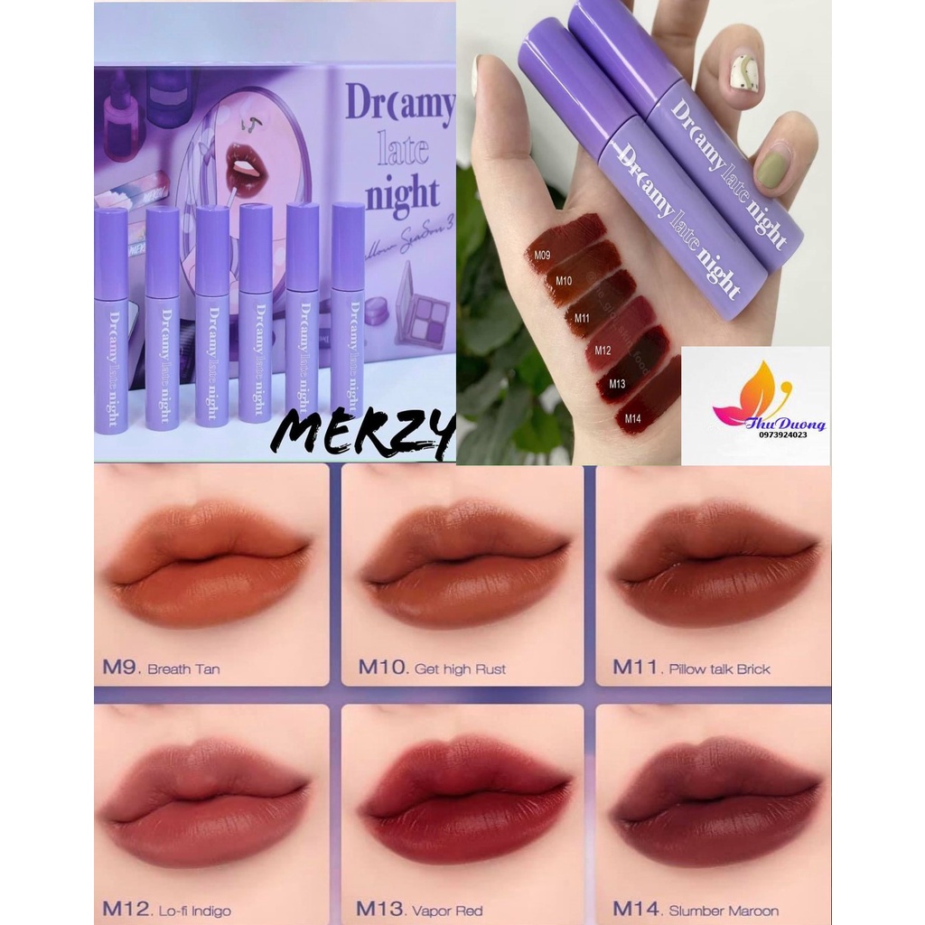 [NEW] Son Kem Lì, Mịn Mượt Nhẹ Môi Merzy Dreamy Late Night Mellow Tint 4g