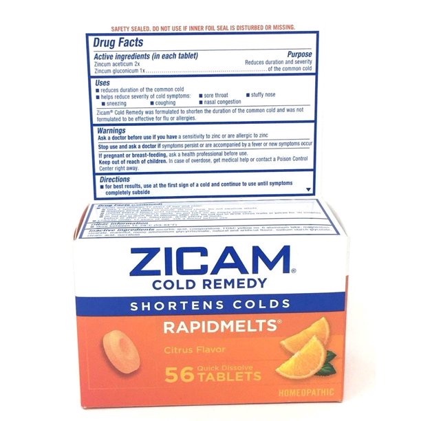 [DATE 07/2023] ZICAM CÔLD REMEDY SHORTENS CÔLDS RAPIDMELTS CITRUS FLAVOR 56 TABLETS (56 VIÊN VỊ CHANH)