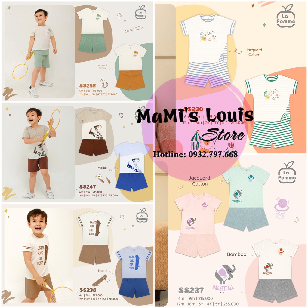 [LA POMME] BỘ ĐỒ CỘC CÚC VAI BÉ TRAI ( SS230 / SS236 / SS238 / SS247 / SS237 )