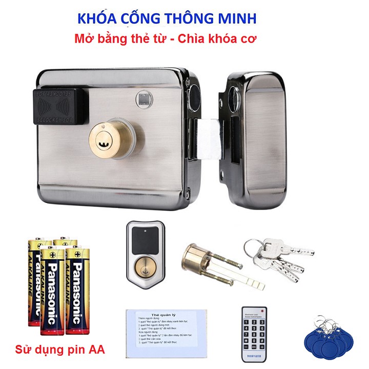 Khóa cổng điện tử thẻ từ cao cấp (sử dụng nguồn Pin AA)