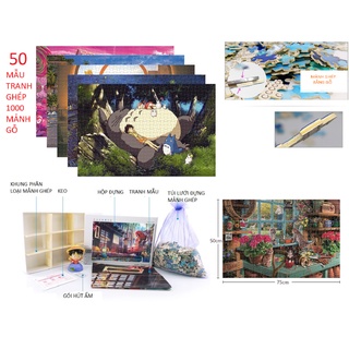 Tranh ghép hình 1000 mảnh gỗ kèm keo dán KT 75x50cm, tranh xếp hình 1000 miếng,Jigsaw Puzzle 1000 pcs,Tranh ghép hình gỗ