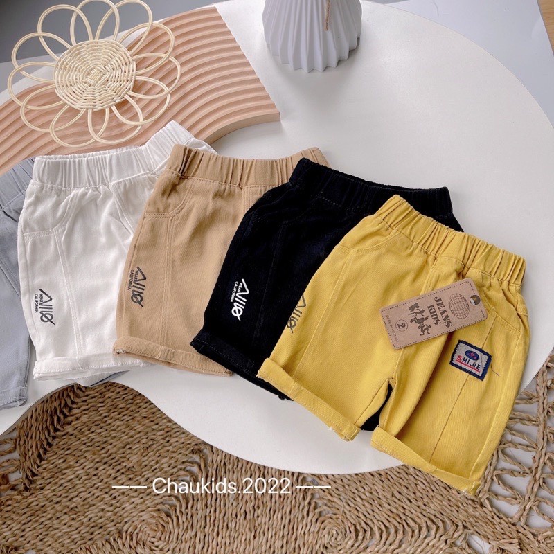 Quần đùi bé trai, quần short kaki mềm gân dọc SHIJIE cho bé size 20-35kg