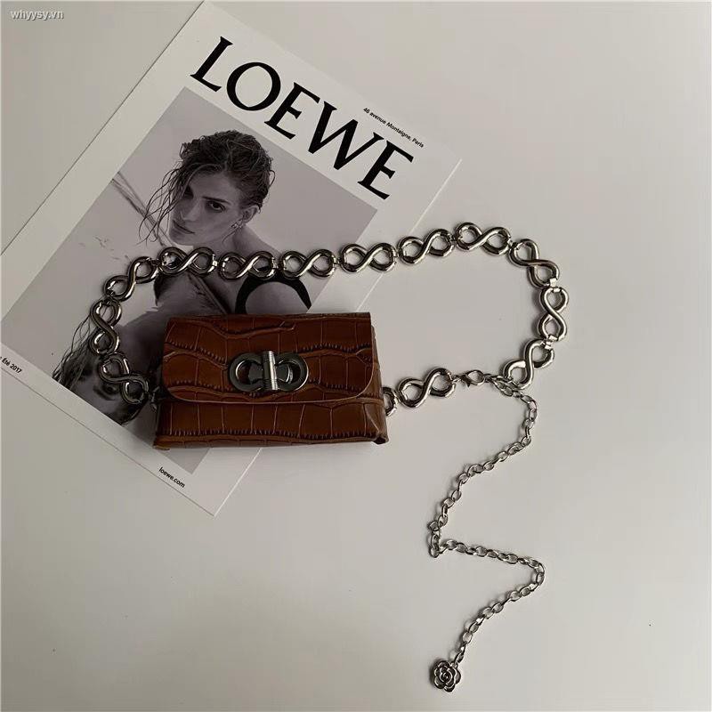 Túi đeo hông/đeo chéo ngực mini phối dây mắt xích thời trang xuân hè sành điệu cho nữ