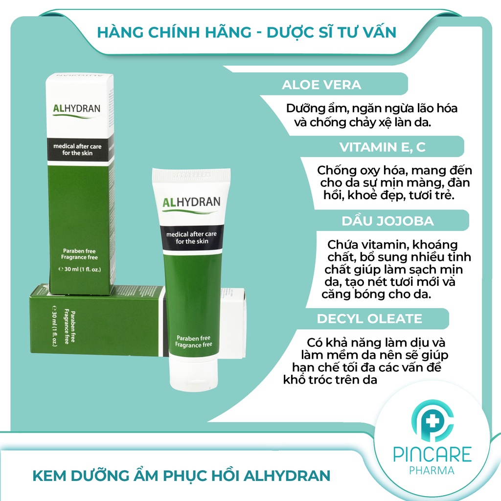 Kem dưỡng ẩm phục hồi da Alhydran 30ml - Hành chính hãng - PinCare
