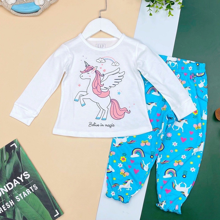 Bộ thu đông cho bé gái, đồ bộ thun bé gái chất cotton mềm mát, size 1-7 tuổi  - SUNKIDS