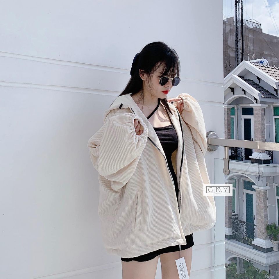 Áo khoác nhung tăm hình kem siêu đẹp hình chụp thật