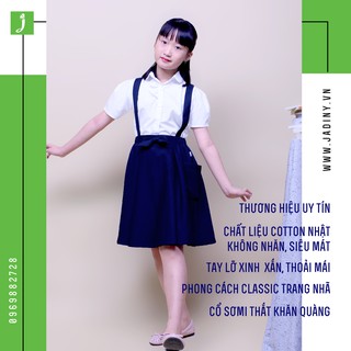 Bộ quần áo đi học cho bé gái Jadiny chân váy yếm hai dây và áo sơmi bèo ngực (lựa chọn mua áo riêng, chân váy riêng)