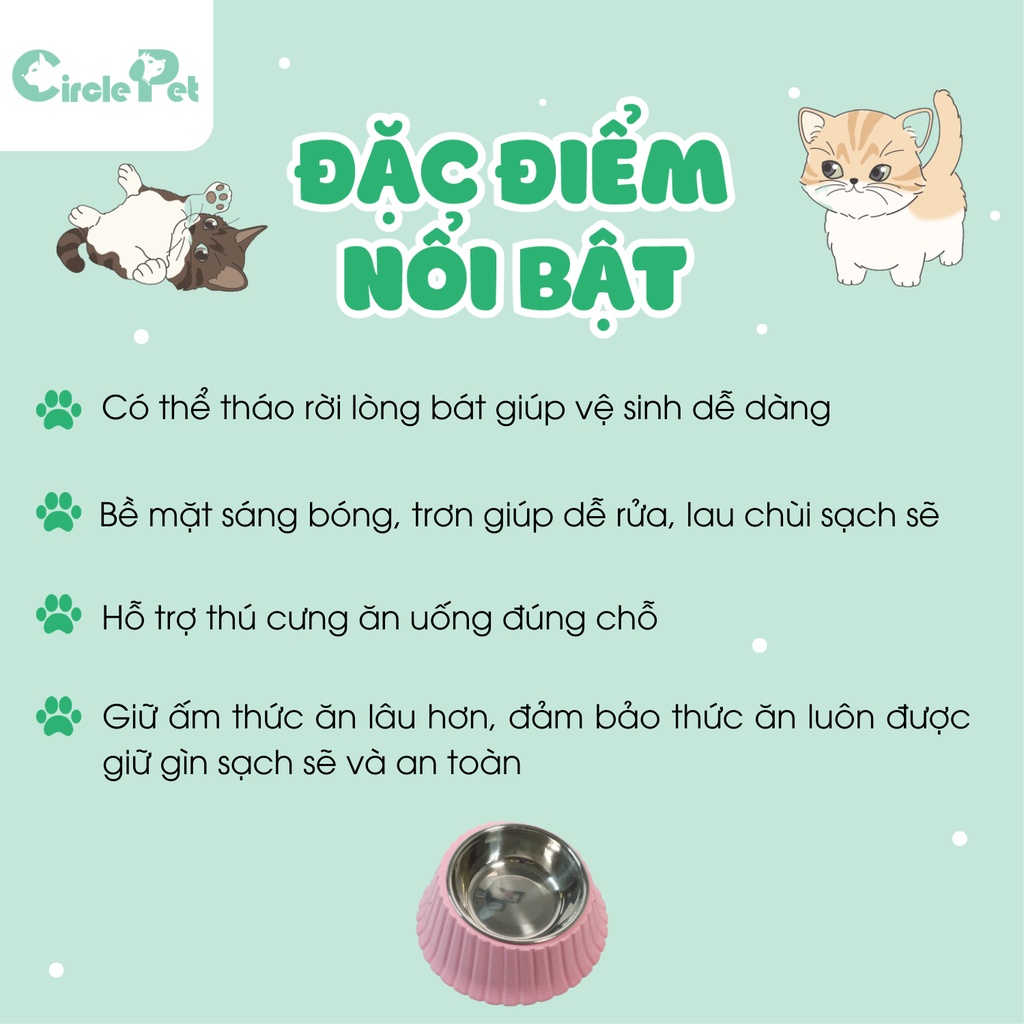Bát Ăn Chó Mèo Pian Pian Chất Nhựa Cao Cấp Kiểu Dáng Quý Tộc Nhiều Màu Sắc - Circle Pet