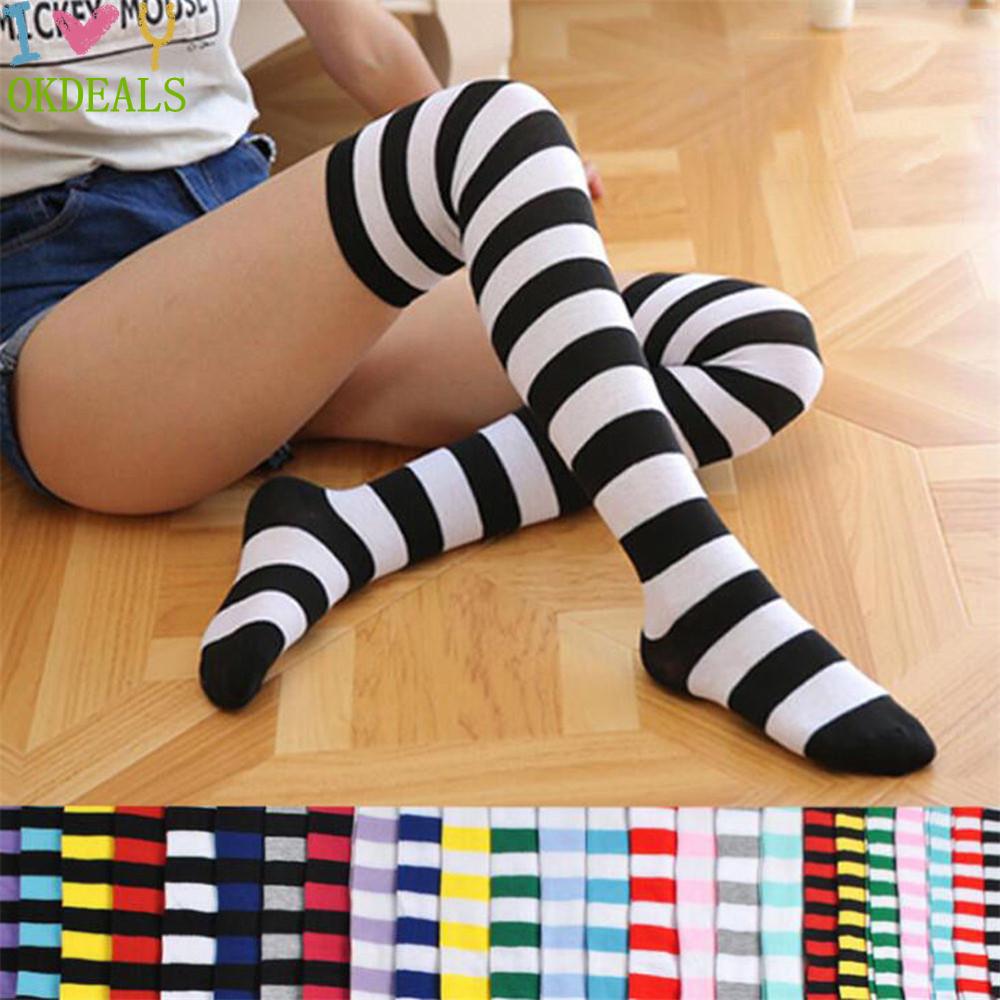 Vớ Cotton dài qua gối 12 màu thời trang tùy chọn dành cho nữ