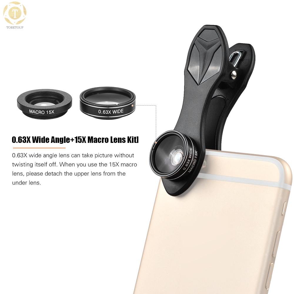 Ống kính phóng đại tầm nhìn camera 198° 5 trong 1 0.63X 15X 2X CPL APEXEL APL-DG5H cho iPhone Samsung Huawei Xiaomi