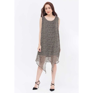 Đầm dáng suông, cách điệu tà xéo, màu da beo - lovadova d09c012
