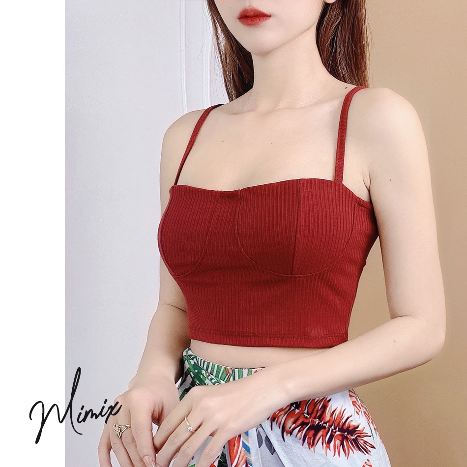 Áo croptop 2 dây bảng nhỏ viền cúp MIMIX BS5075