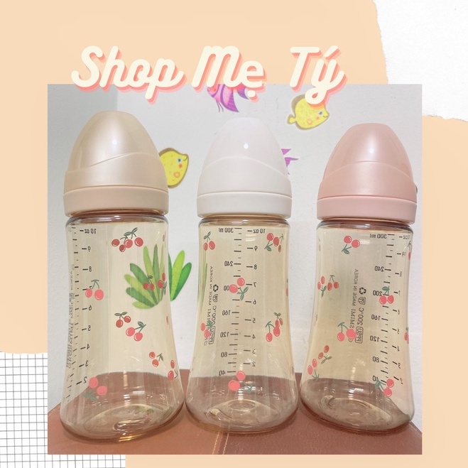 [TÁCH SET] Bình sữa Grosmimi Cherry nội địa Hàn cho bé size 200ml - 300ml