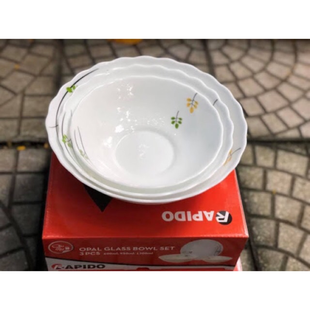 Bộ 3 tô thủy tinh Opal tiêu chuẩn FDA của Mỹ