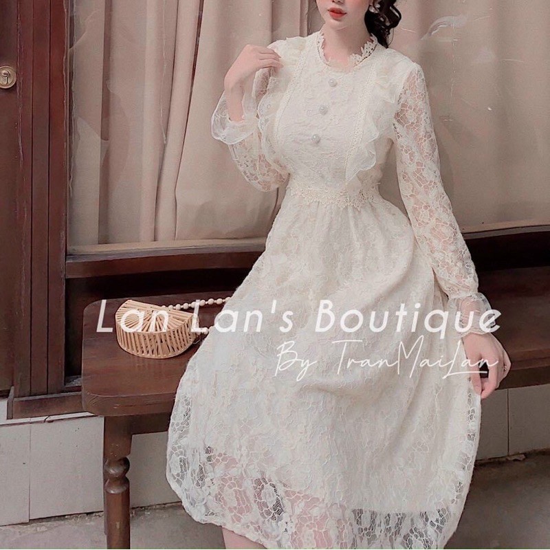 váy ren thiết kế cao cấp cổ V viền ren VRS012142 | BigBuy360 - bigbuy360.vn