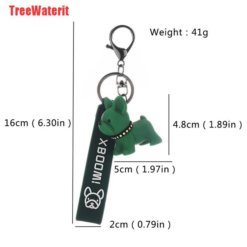 TreeWaterit Fashion French Punk Bulldog Keychain Leather Dog Keychains For Women/Men's Bag