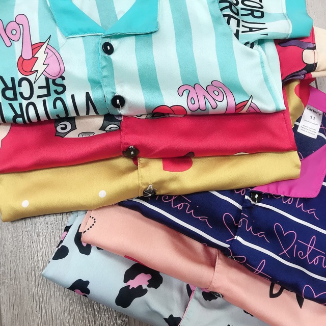 Bộ pijama lụa hàn siêu đeepj cho bé trai bé gái - BPLN203