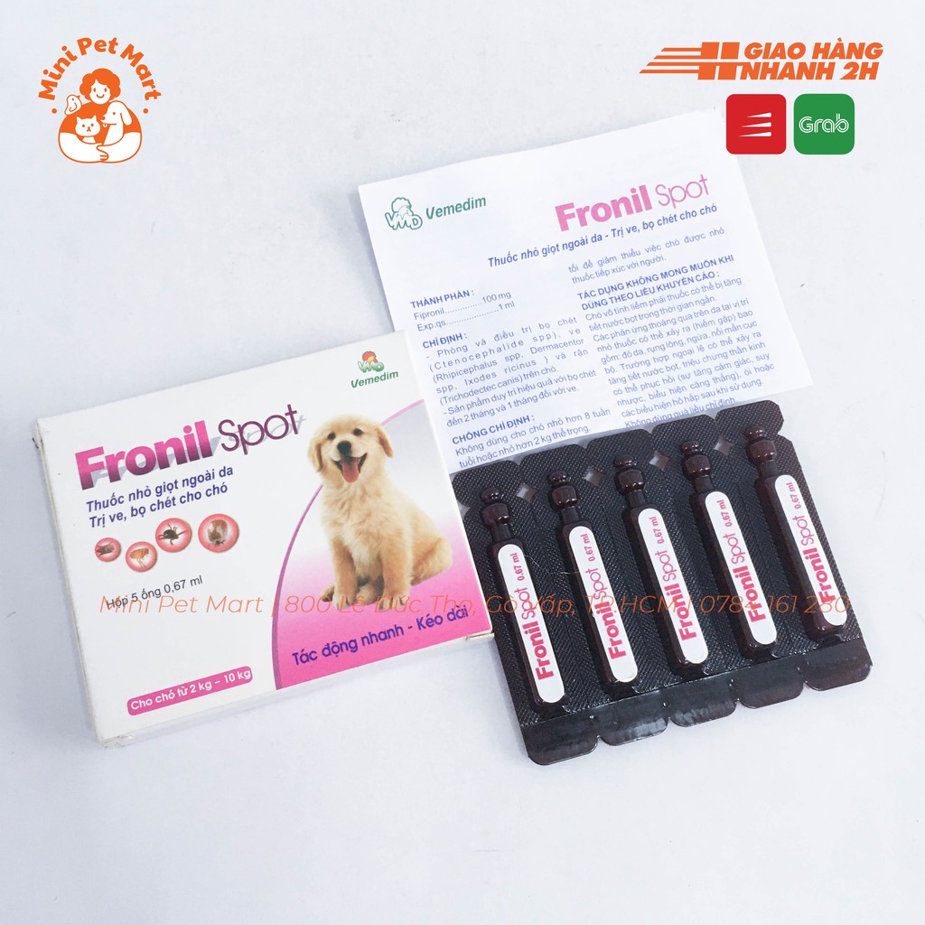 FRONIL SPOT 2-10kg - Thuốc nhỏ trị ve, bọ chét cho chó (0,67ml)