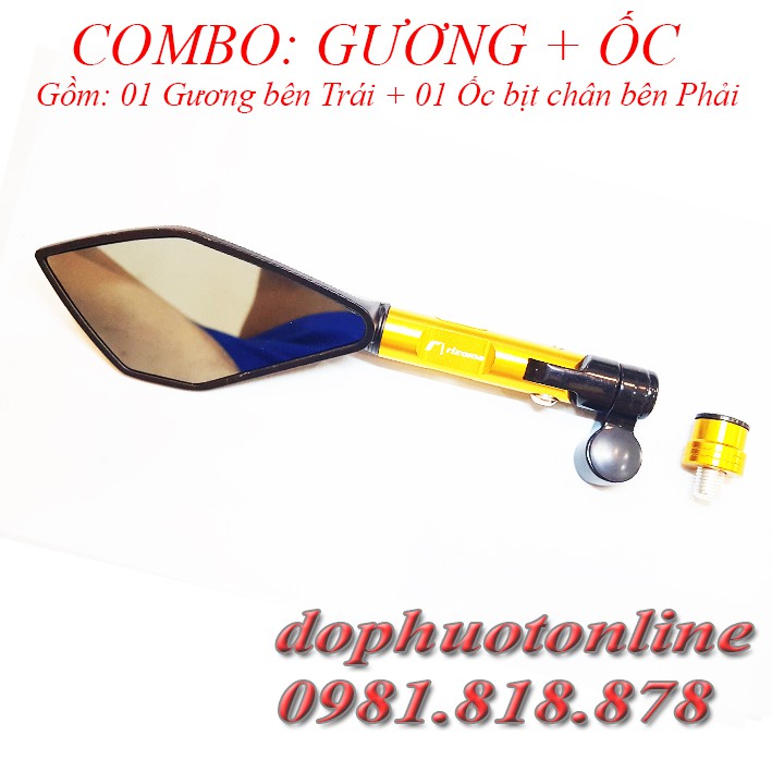 COMBO: 01 Gương 5 Cạnh Trái + 01 Ốc Chân Gương Bên Phải
