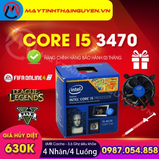 Bộ xử lý i5 3470 Chip Intel CPU Core I5 3470 4 lõi 4 luồng 3.6 Ghz chơi PUBG mượt, chơi game mượt mà (Qua sử dụng)