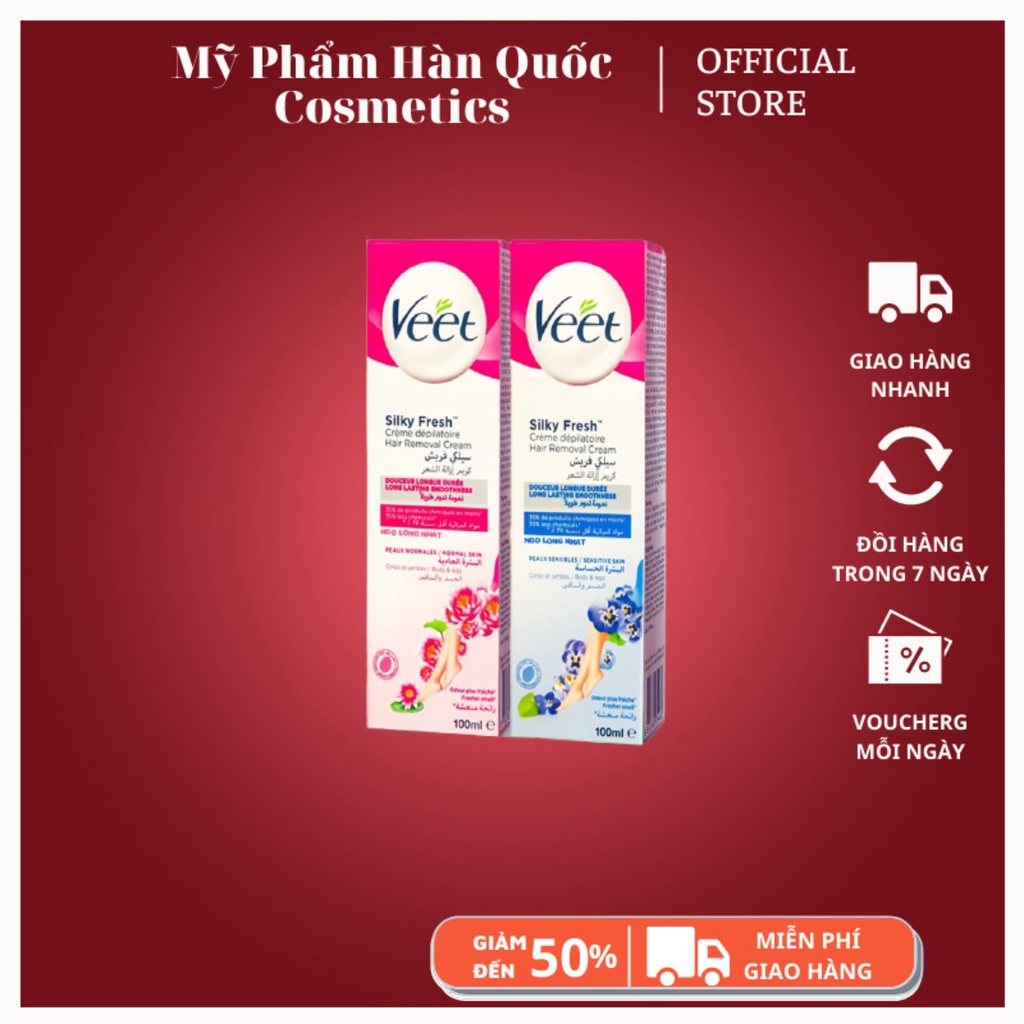 Kem Tẩy Lông / 𝘍𝘳𝘦𝘦𝘴𝘩𝘪𝘱 / Tẩy Lông VEET Của Pháp 100ML ( Hồng +Xanh Dương + Xanh Lá )