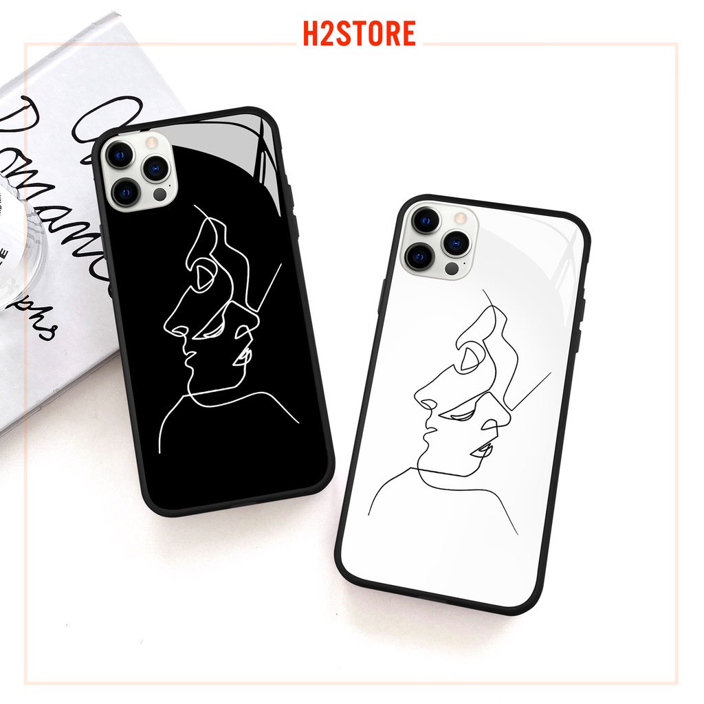 Ốp đôi iphone kính in hình trừu tượng cho iphone 13 12 pro max mini 11 14 pro max plus x r xs max 7 8 plus 6 s plus se 2