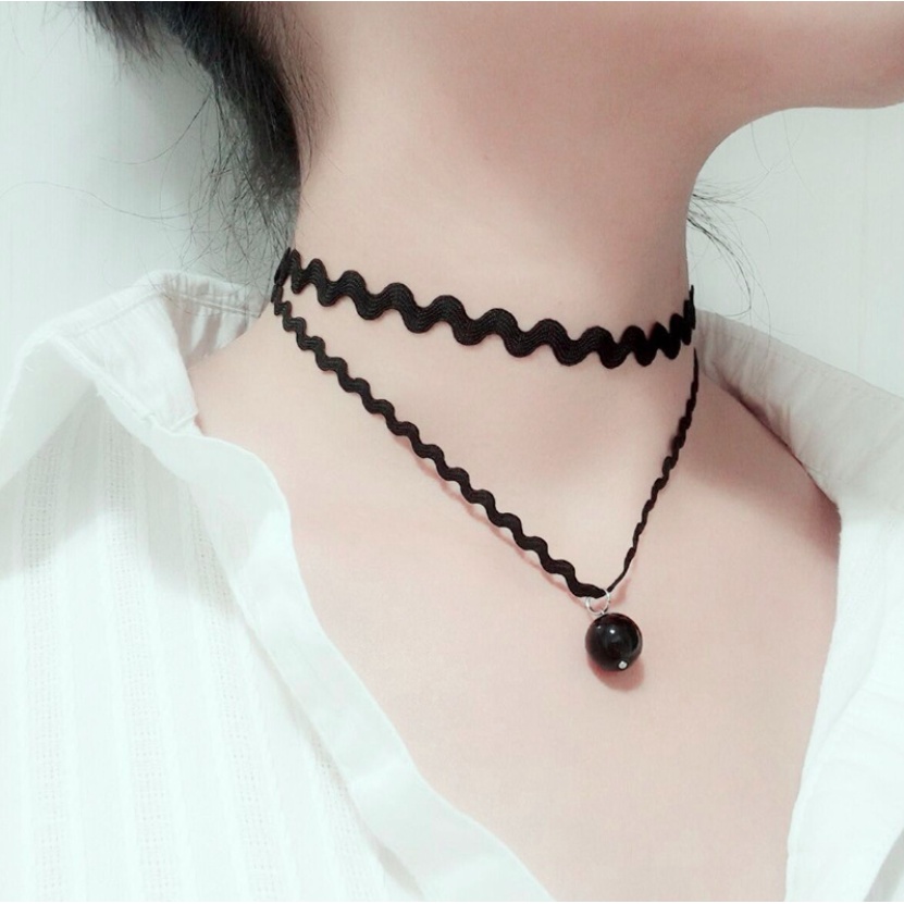 Dây chuyền nữ vòng cổ choker vải nhung màu đen nhiều mẫu phong cách Hàn Quốc