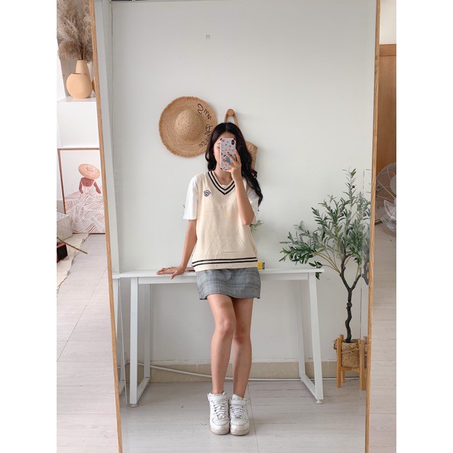 Áo len nữ không tay - Kiểu áo gile nữ len form rộng Hàn Quốc - Màu Trắng / Đen/ Kem - Hàng Quảng Châu l Vitalita | BigBuy360 - bigbuy360.vn