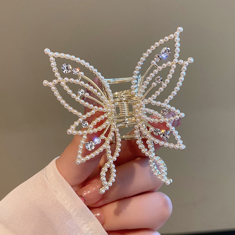 Kẹp Tóc Hình Bướm Đính Ngọc Trai Sang Trọng Cho Nữ