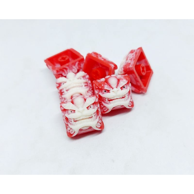 Keycap resin Shishi clone tone trắng đỏ trang trí bàn phím cơ