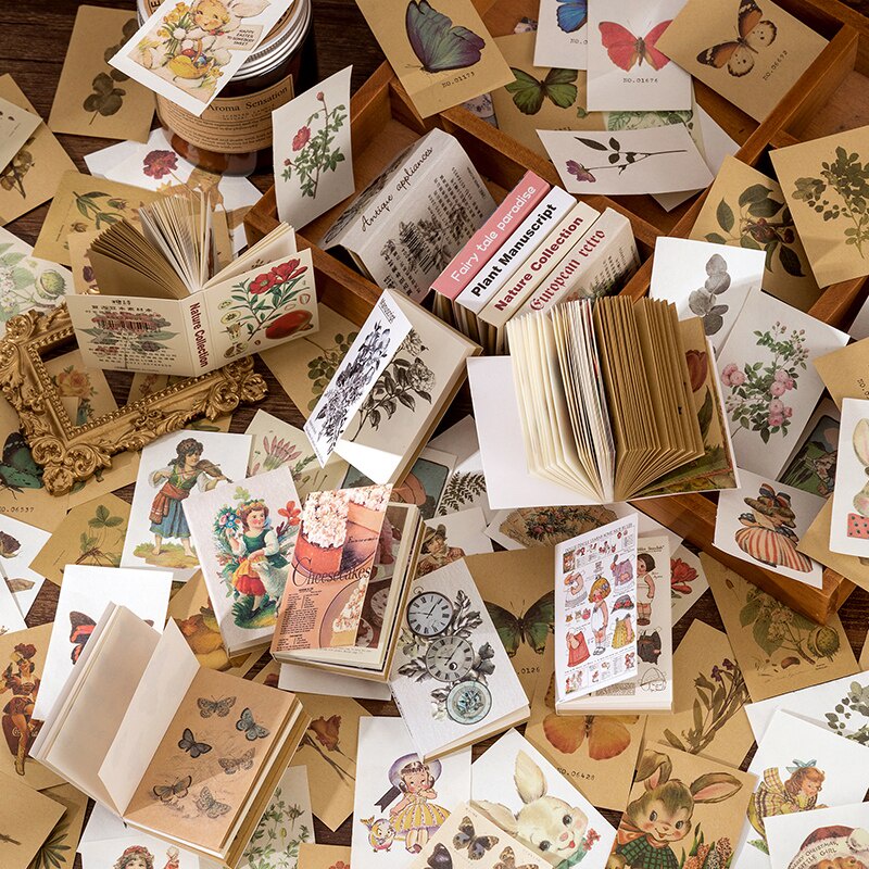 Set 80 giấy thủ công trang trí kiểu vintage dễ thương