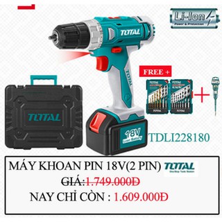 18V Máy khoan vặn vít dùng pin Li-ion TOTAL TDLI228180