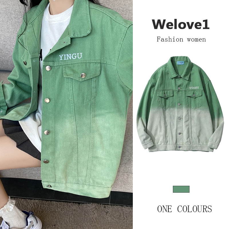 Áo Khoác denim Dáng Rộng Màu gradient Thời Trang Mùa Thu Mới Cho Nữ