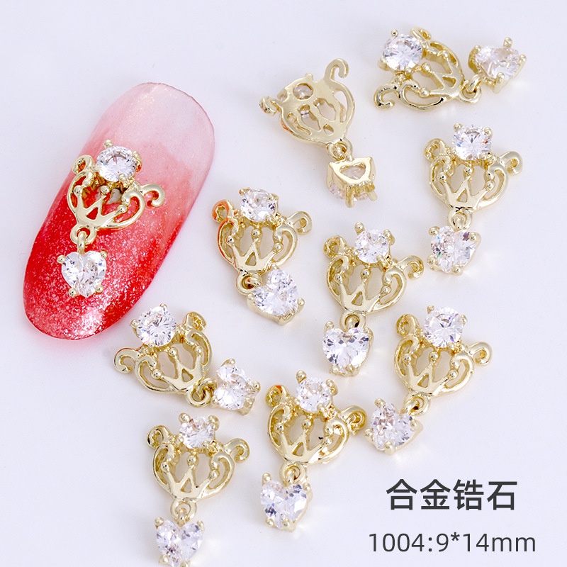 Phụ Kiện Trang Trí Móng Tay DIY Bằng Hợp Kim Đính Đá Zircon Sang Trọng