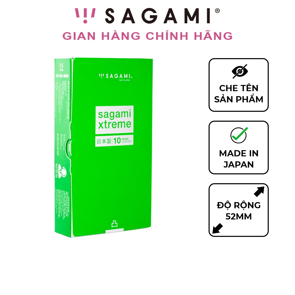 Bao cao su Sagami Green - gân gai - hộp 10 chiếc