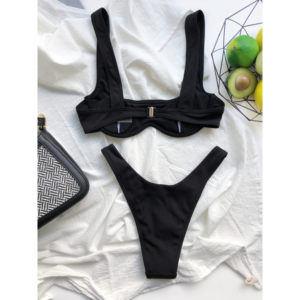 SET BIKINI VẢI TĂM XANH COBALT/ĐEN/ĐỎ