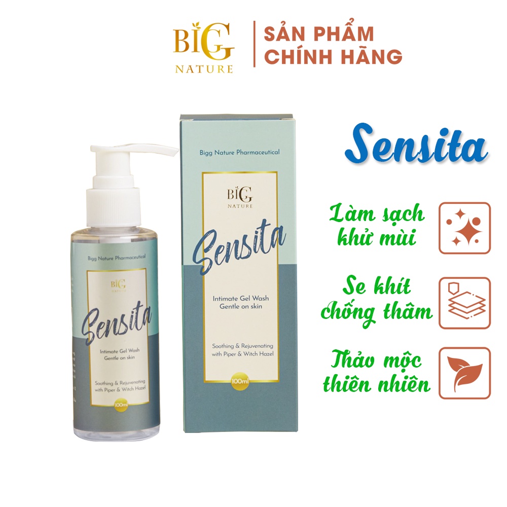 Dung dịch vệ sinh phụ nữ dạng gel Sensita ngăn ngừa lão hóa, làm sạch vùng kín - Bigg Nature