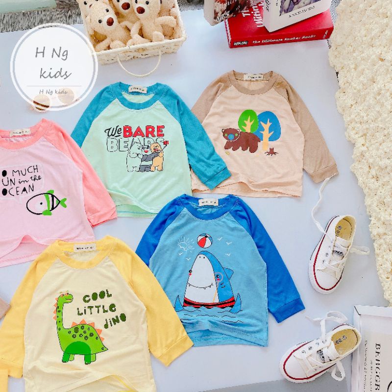 Đồ bộ bé gái, bé trai thun lạnh Quần áo dài tay thu đông cho bé 1 2 3 4 5 tuổi