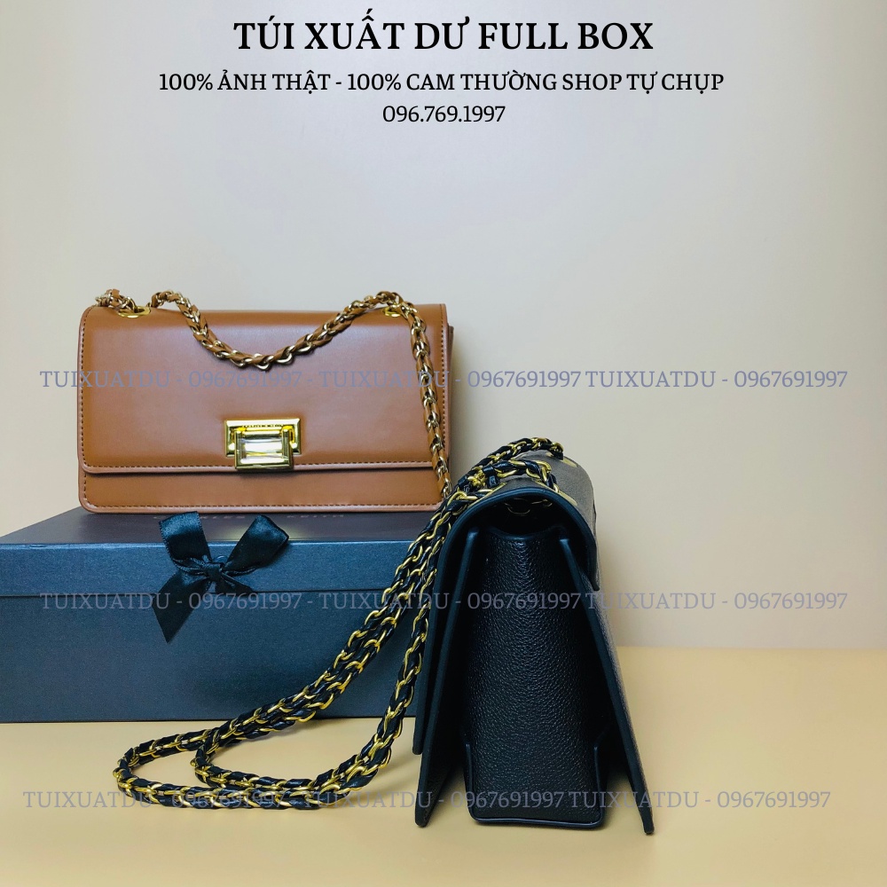 Túi cnk xuất dư đeo vai đeo chéo kẹp nách nữ nắp gập phom hình chữ nhật thời thượng chất da pu trơn