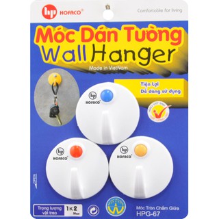 Móc tròn chấm giữa HPG67 – Móc dán dính tường đóng đinh chịu lực bằng nhựa cao cấp HOFACO