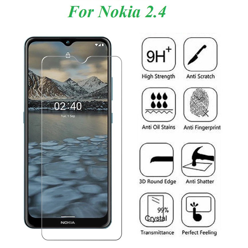 Kính cường lực Nokia 2.4 - Kính cường lực trong suốt, độ cứng 9H