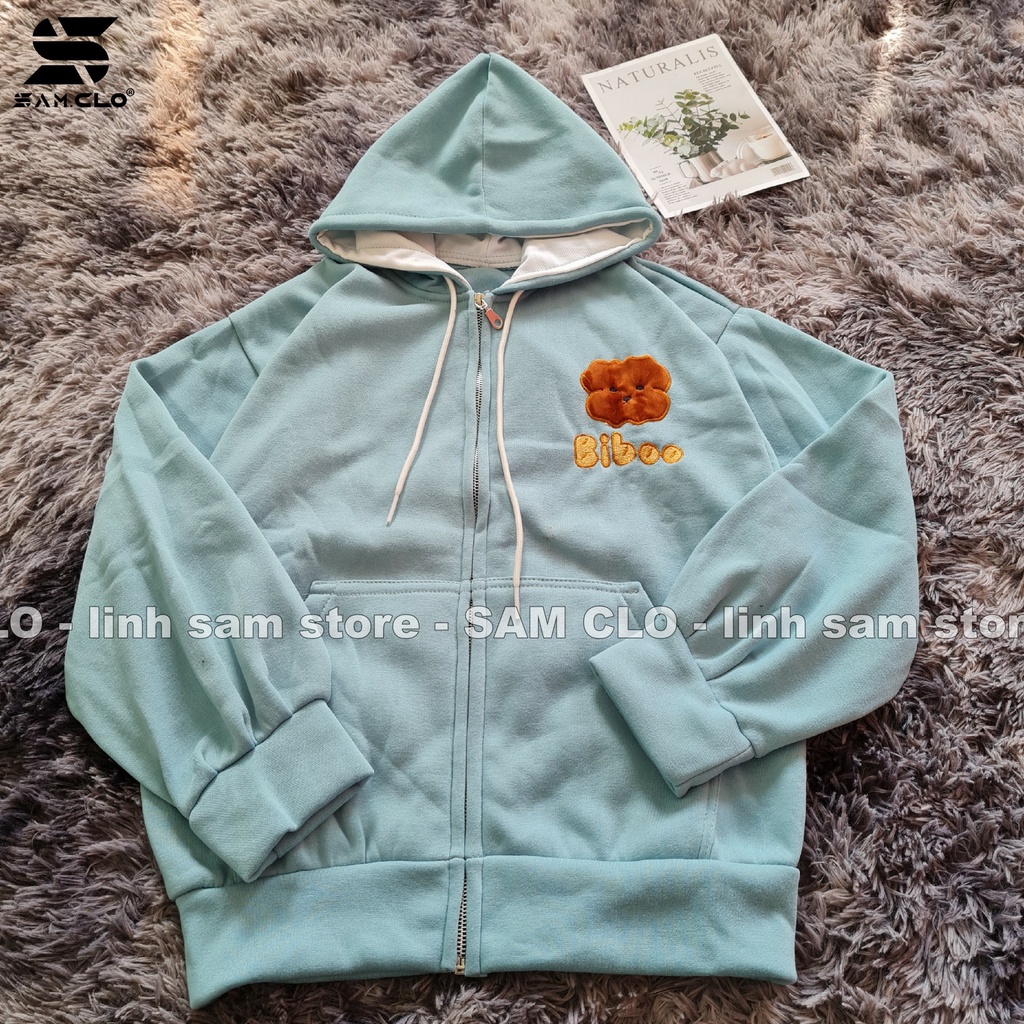Áo khoác nỉ SAM CLO có mũ - ÁO HOODIE khóa kéo freesize nữ dáng unisex mặc nhóm, cặp - couple thêu hình GẤU BIBOO | BigBuy360 - bigbuy360.vn