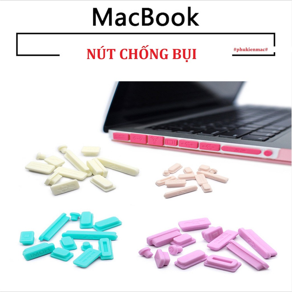 Bộ Nút Chống Bụi Silicon 5 Nút, 9 Nút, 12 Nút Cho Laptop/Macbook Đủ Màu