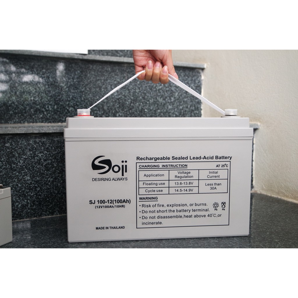 Ắc quy Soji nhập khẩu Thái Lan 12V 100Ah chuyên dụng cho UPS, NLMT